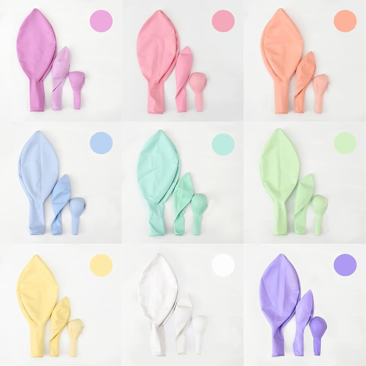 Macaron Pastel Balloon Kit, 144pcs Mixed Sizes – 9-Color Rainbow Latex Balloons for Birthday, Wedding & Party Decor